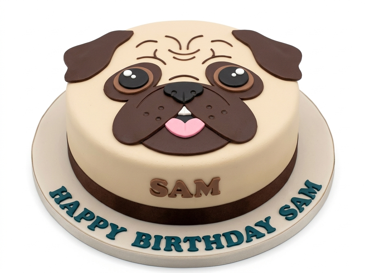 Pug Dog Birthday Cake