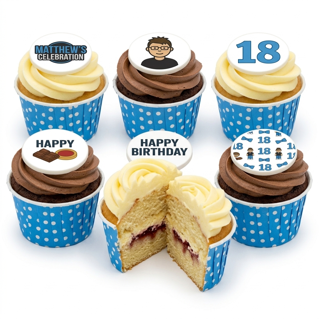 Personalised Birthday Cupcakes for Him with Custom Age Toppers