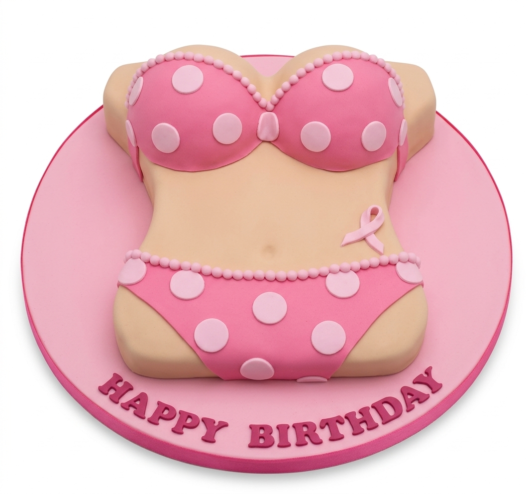 Pink Polka Dot Bikini Birthday Cake