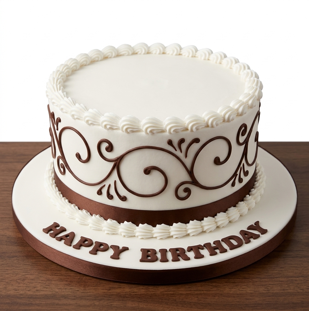 Elegant Scrollwork Birthday Cake