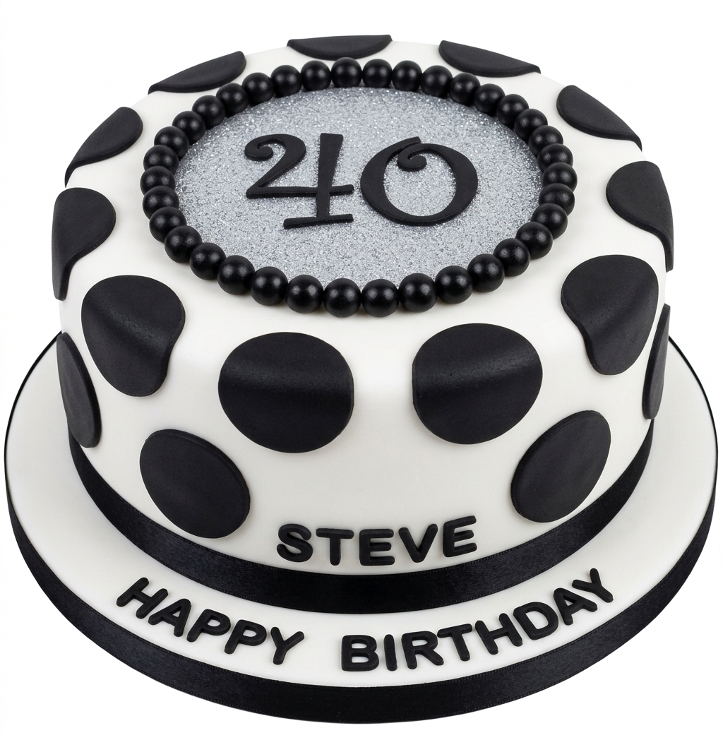 Elegant Polka Dot Birthday Cake with Custom Age