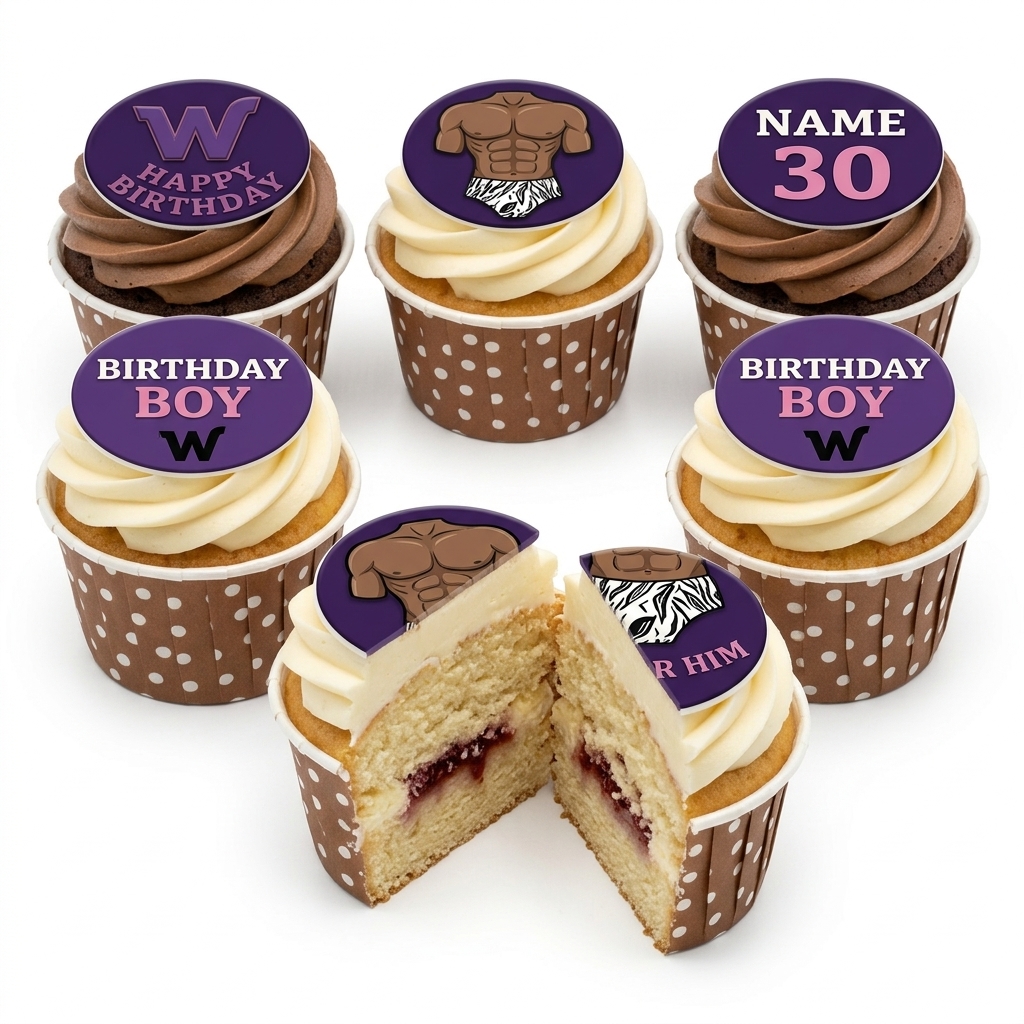 Muscular Torso Birthday Cupcakes for Him