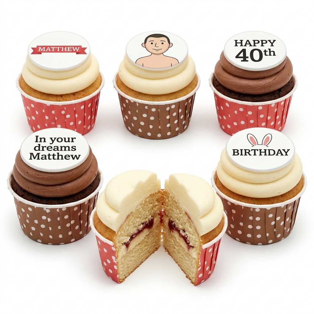 Personalised Birthday Cupcakes for Him with Custom Toppers