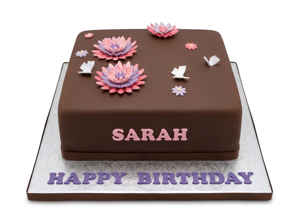 Floral Butterfly Birthday Cake for Her