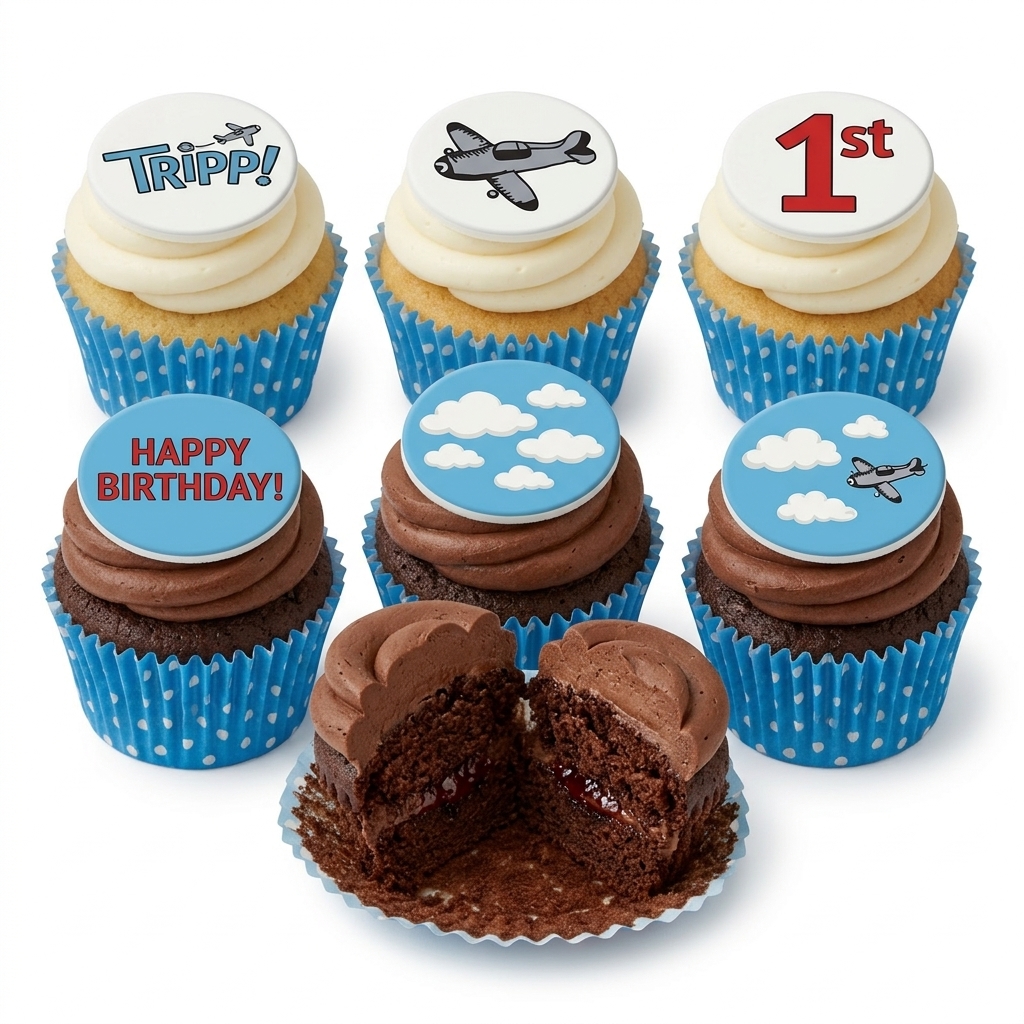 Aeroplane Theme Birthday Cupcakes with Custom Age