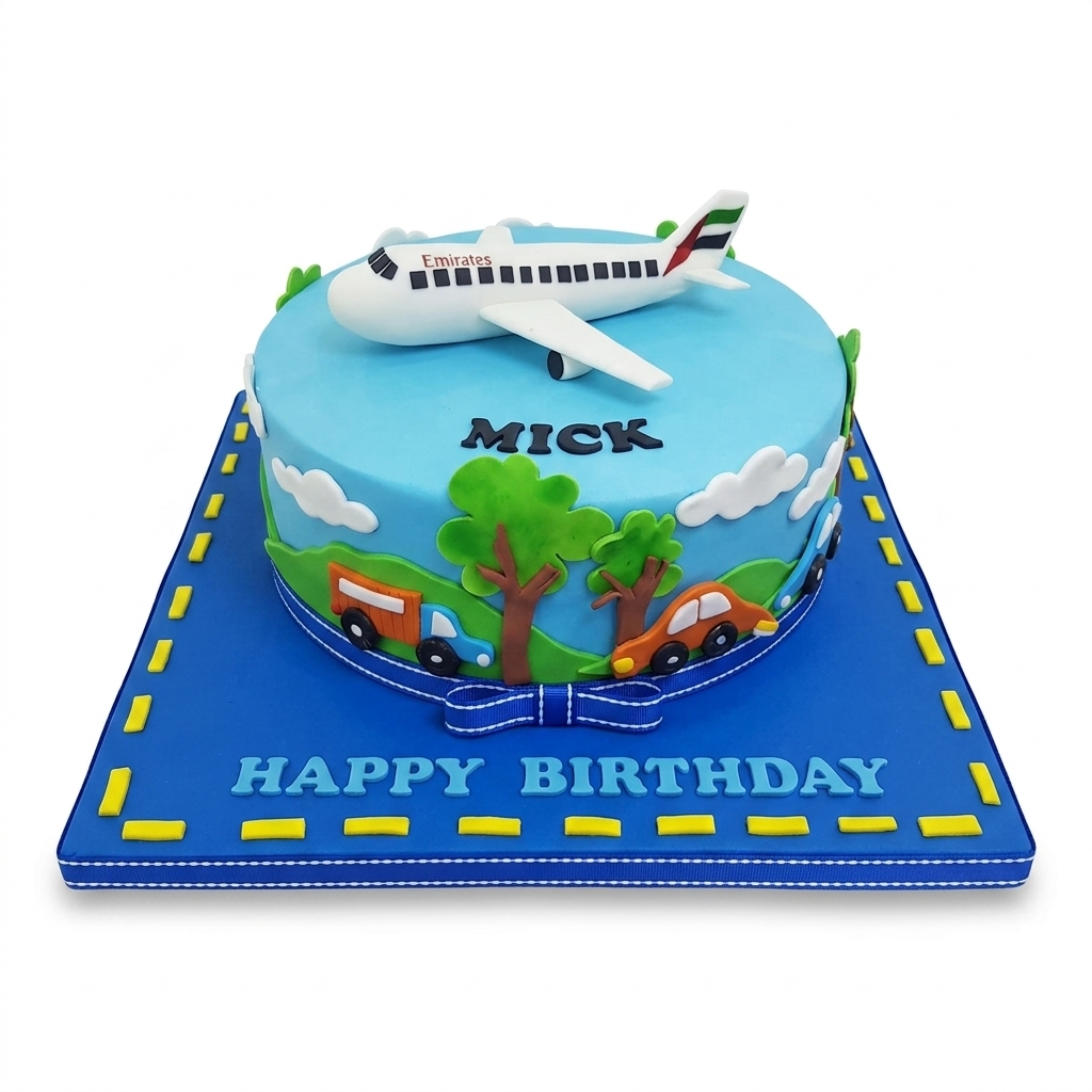 Aeroplane Theme Kids Birthday Cake