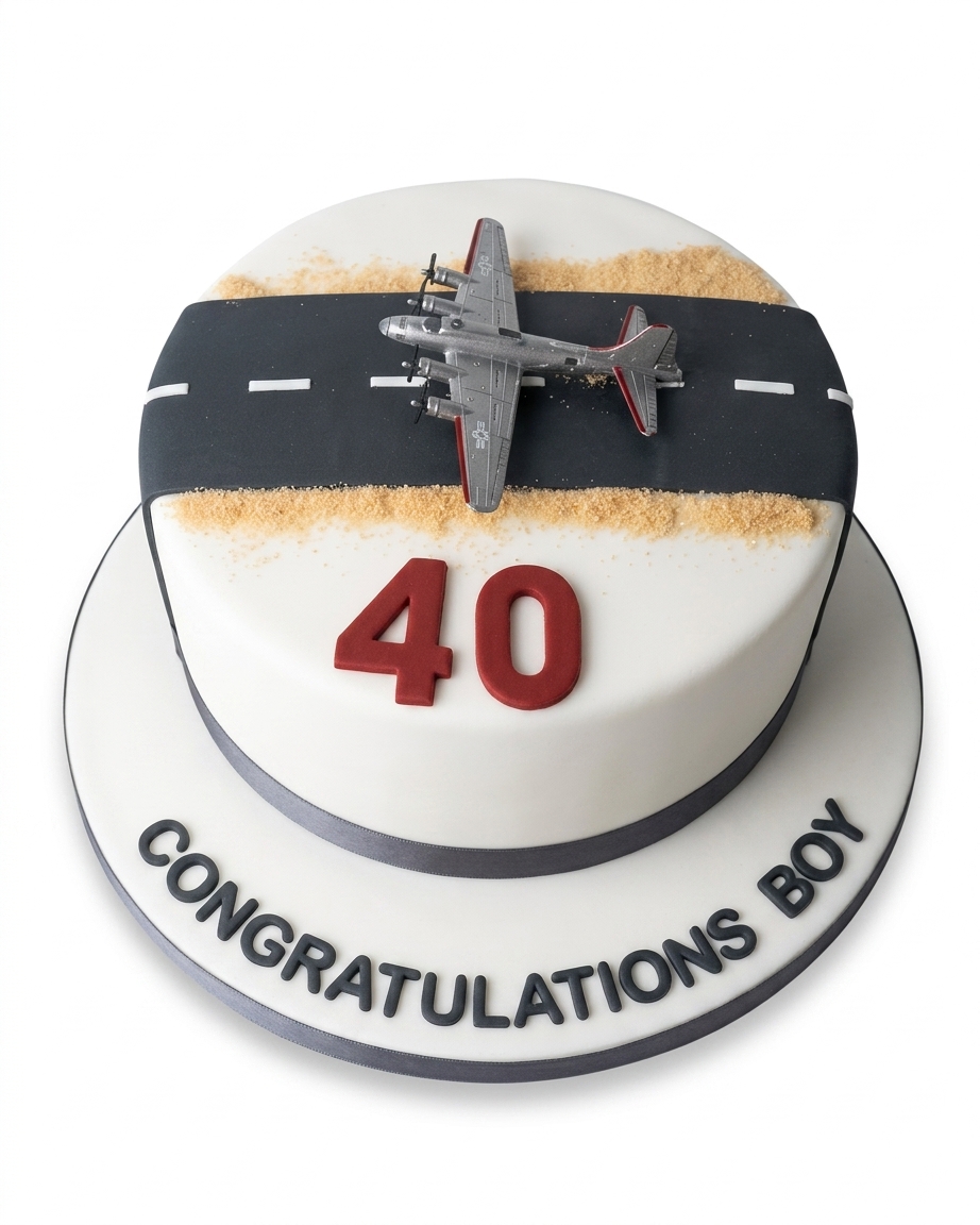 Airplane Birthday Cake with Runway Design