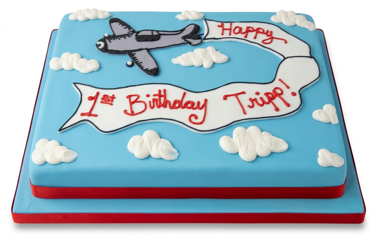 Aeroplane Birthday Cake for Boys with Custom Message