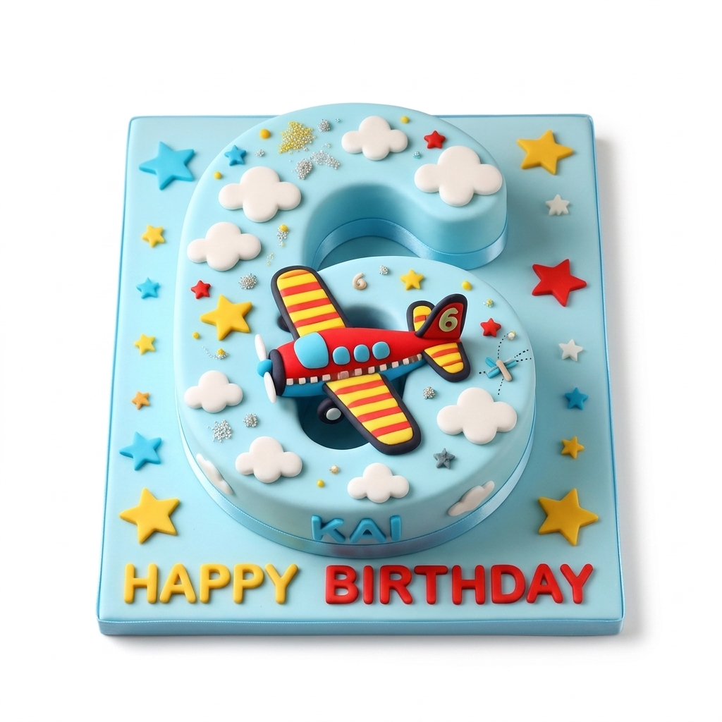 Airplane Adventure Number Birthday Cake