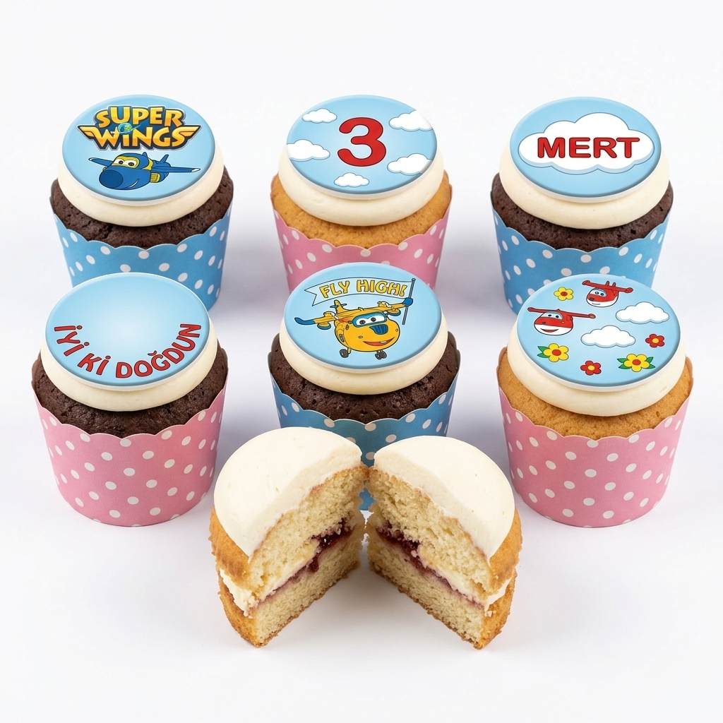 Super Wings Birthday Cupcakes with Custom Age
