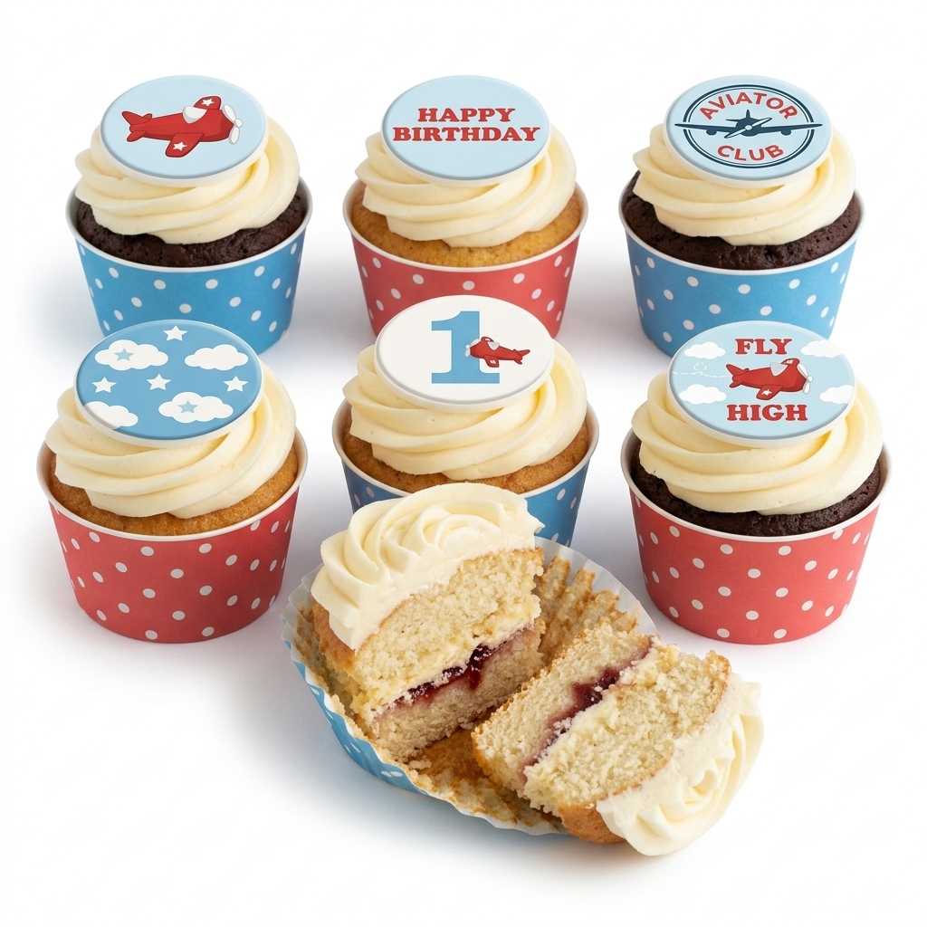 Aeroplane Theme Birthday Cupcakes