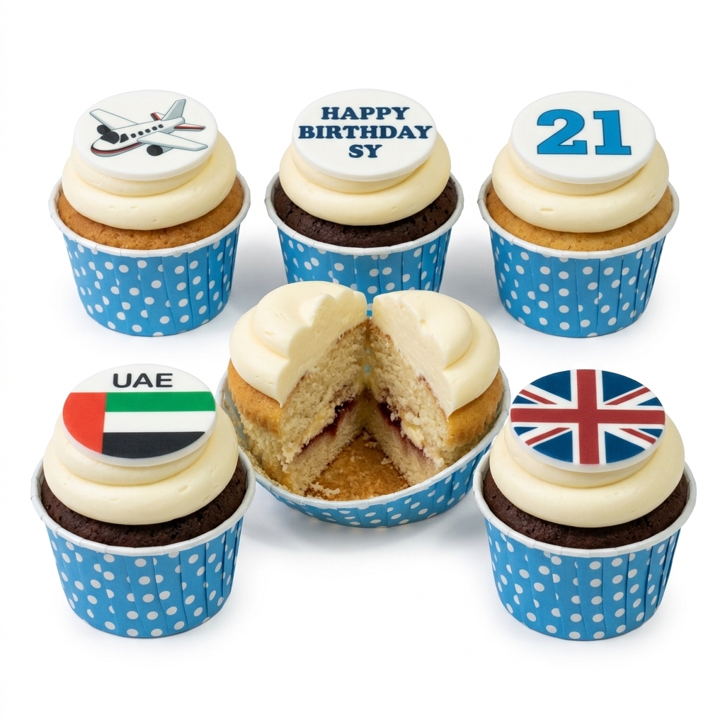 Travel Theme Birthday Cupcakes with Custom Toppers