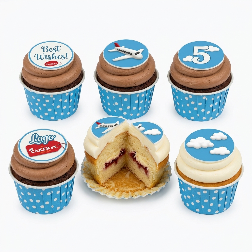 Aeroplane Birthday Cupcakes with Custom Age Topper