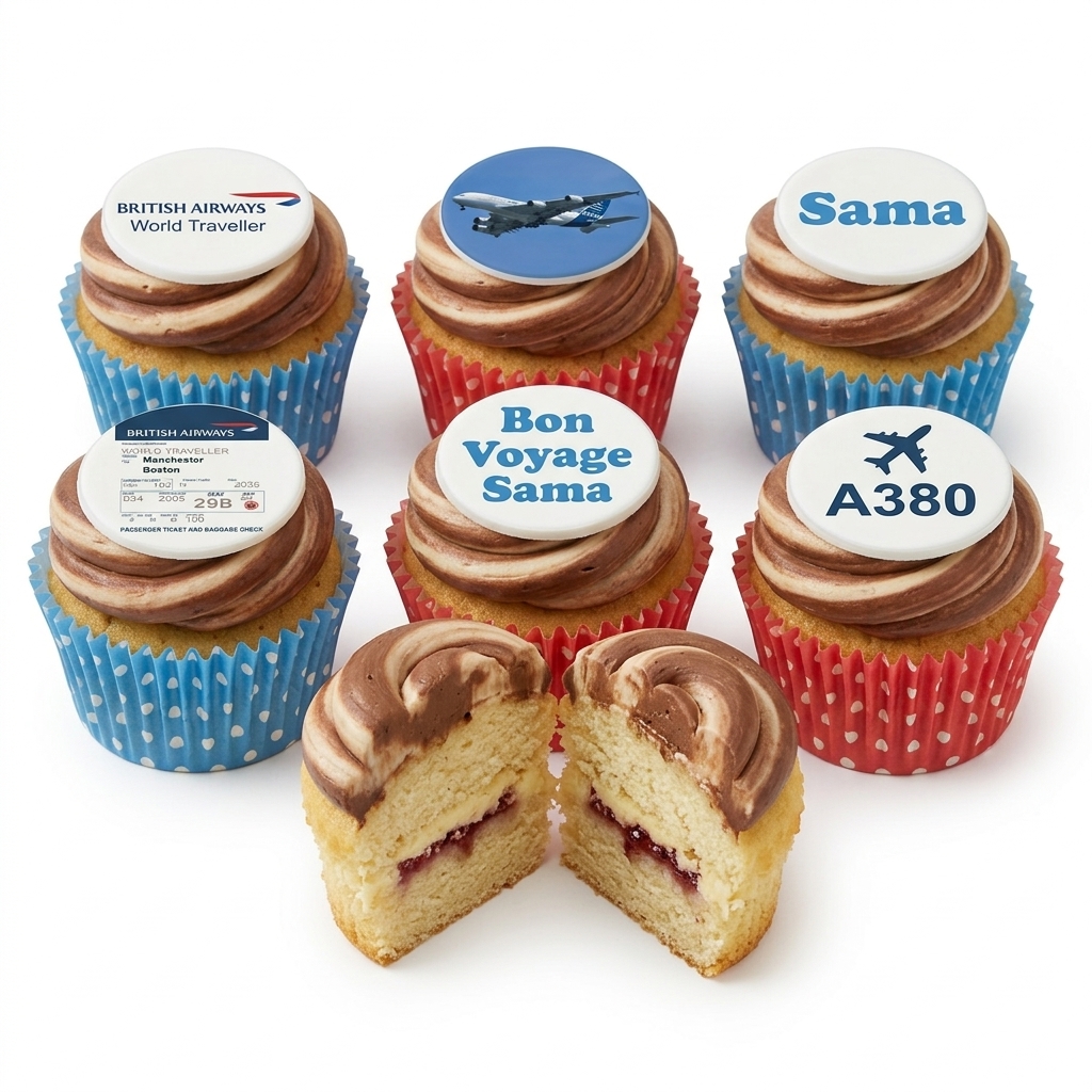 Travel Theme Cupcakes with Airline Toppers