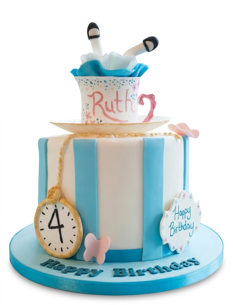 Alice in Wonderland Theme Birthday Cake for Kids