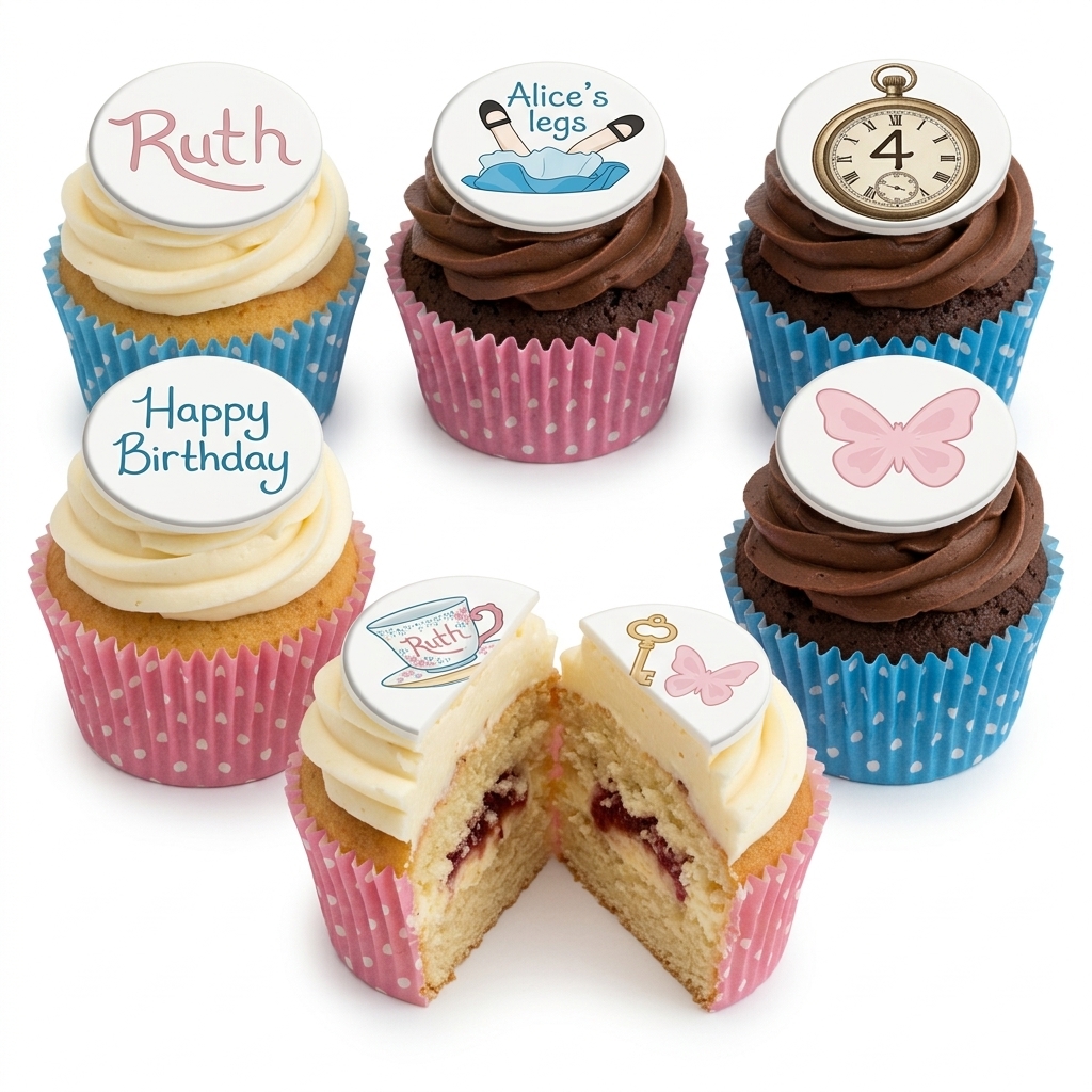 Alice in Wonderland Birthday Cupcakes