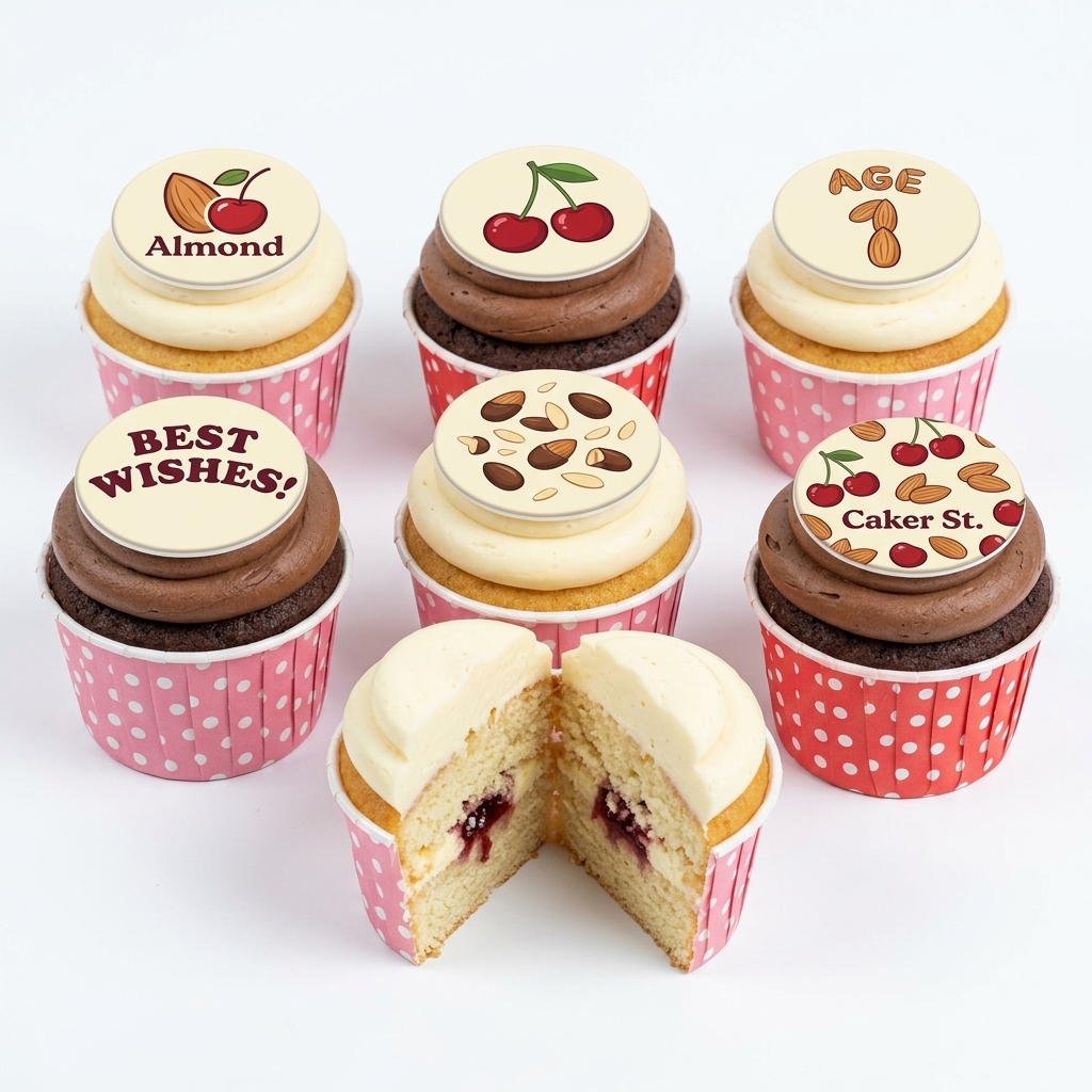Cherry & Almond Birthday Cupcakes