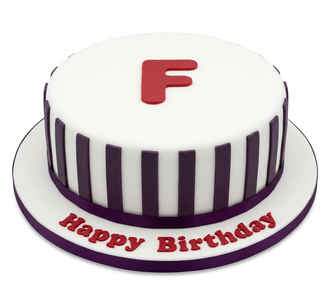 Personalised Initial Striped Birthday Cake