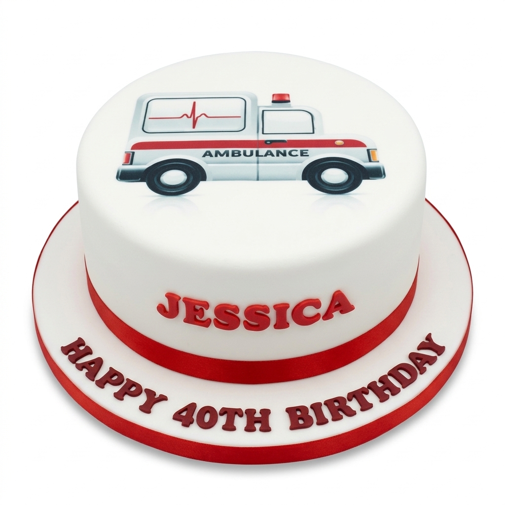 Ambulance Theme Birthday Cake
