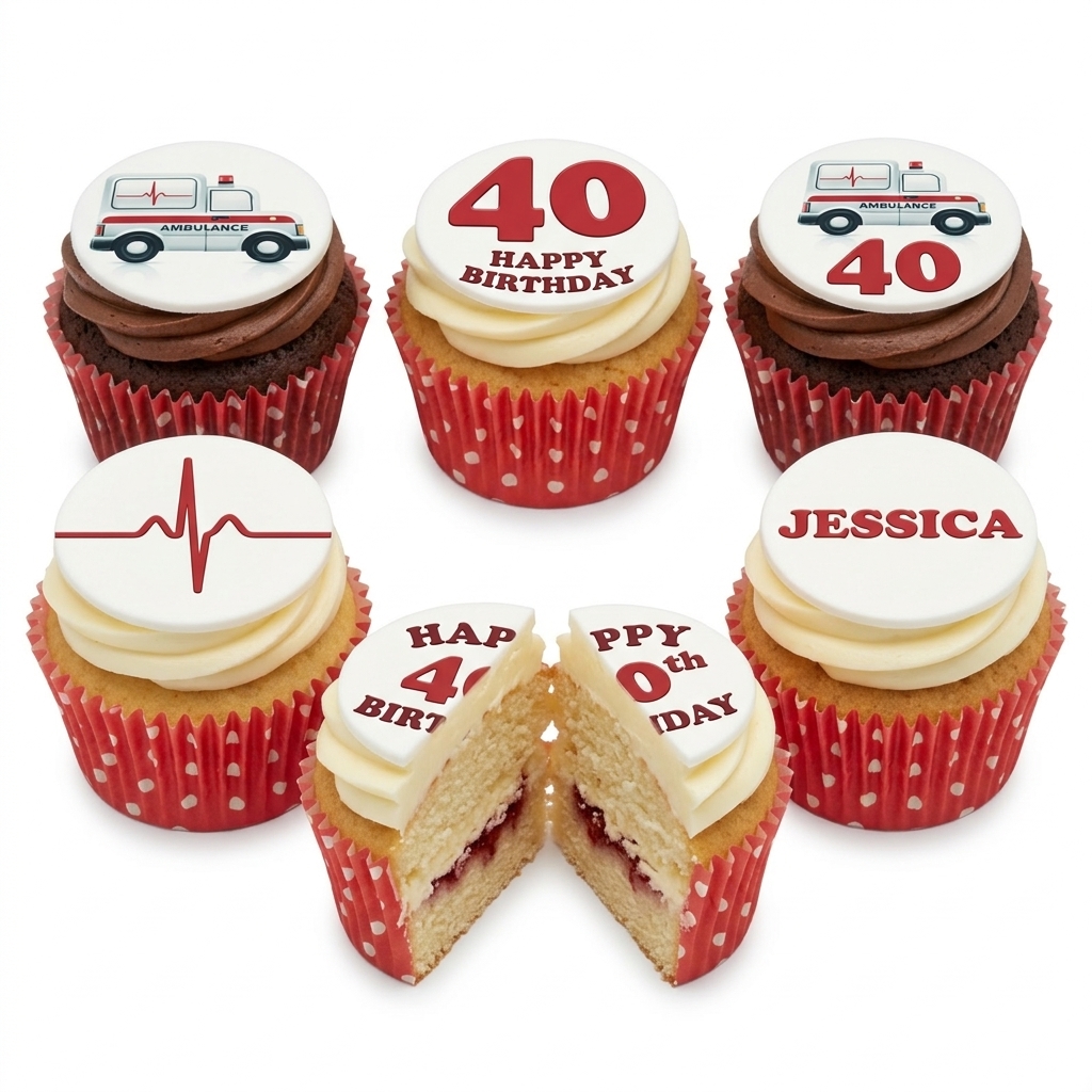 Medical Theme Birthday Cupcakes with Custom Age