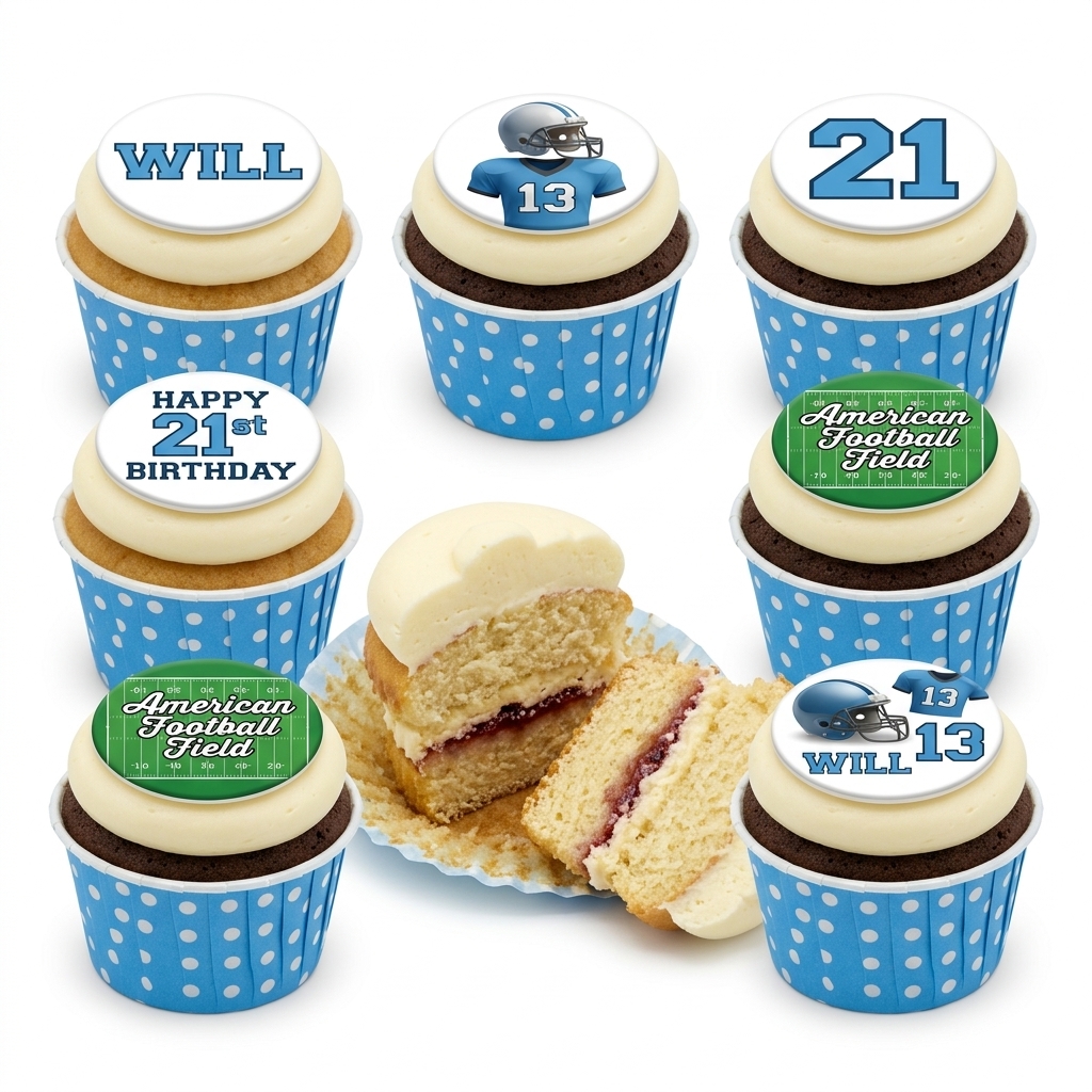 American Football Birthday Cupcakes