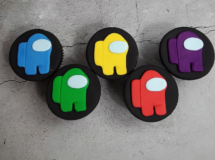 Among Us Theme Cupcakes With 2D Topper