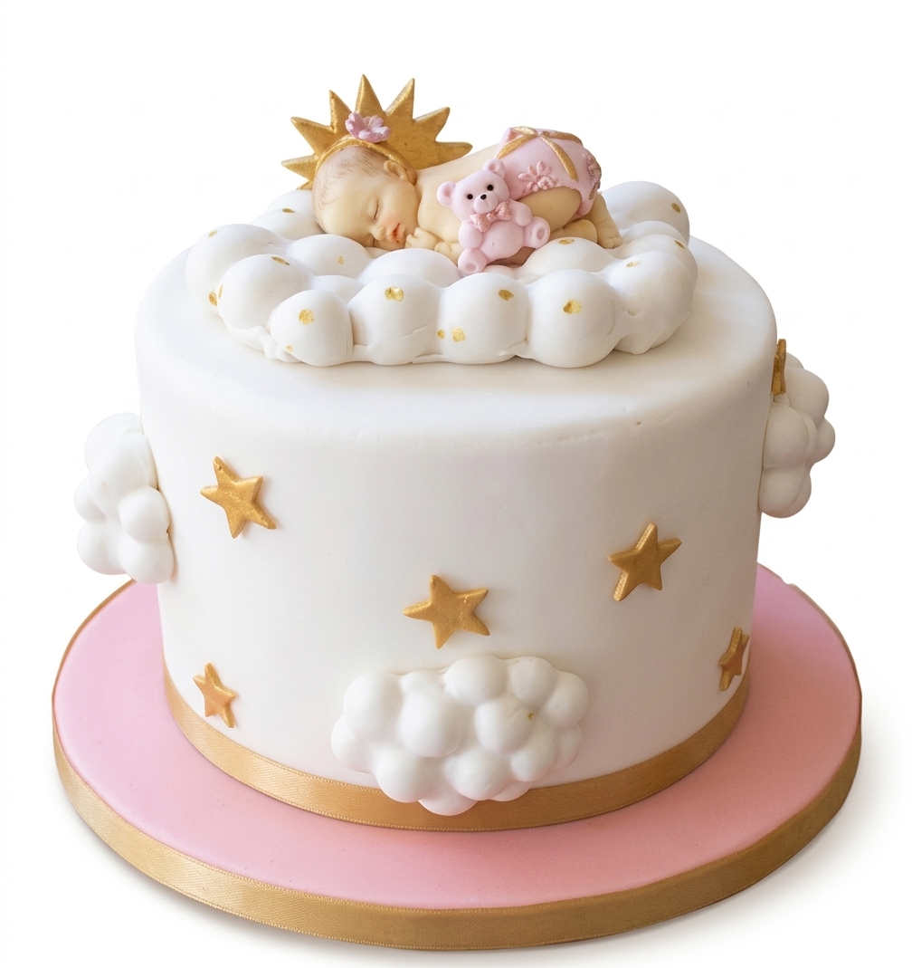 Dreamy Sleeping Baby Girl Shower Cake