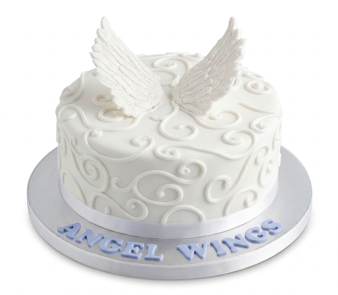 Elegant Angel Wings Christening Cake