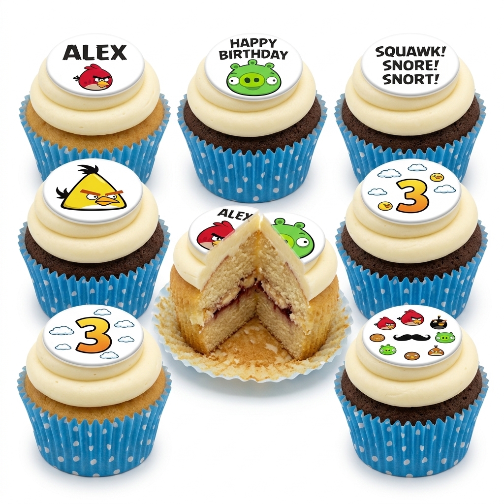 Angry Birds Birthday Cupcakes