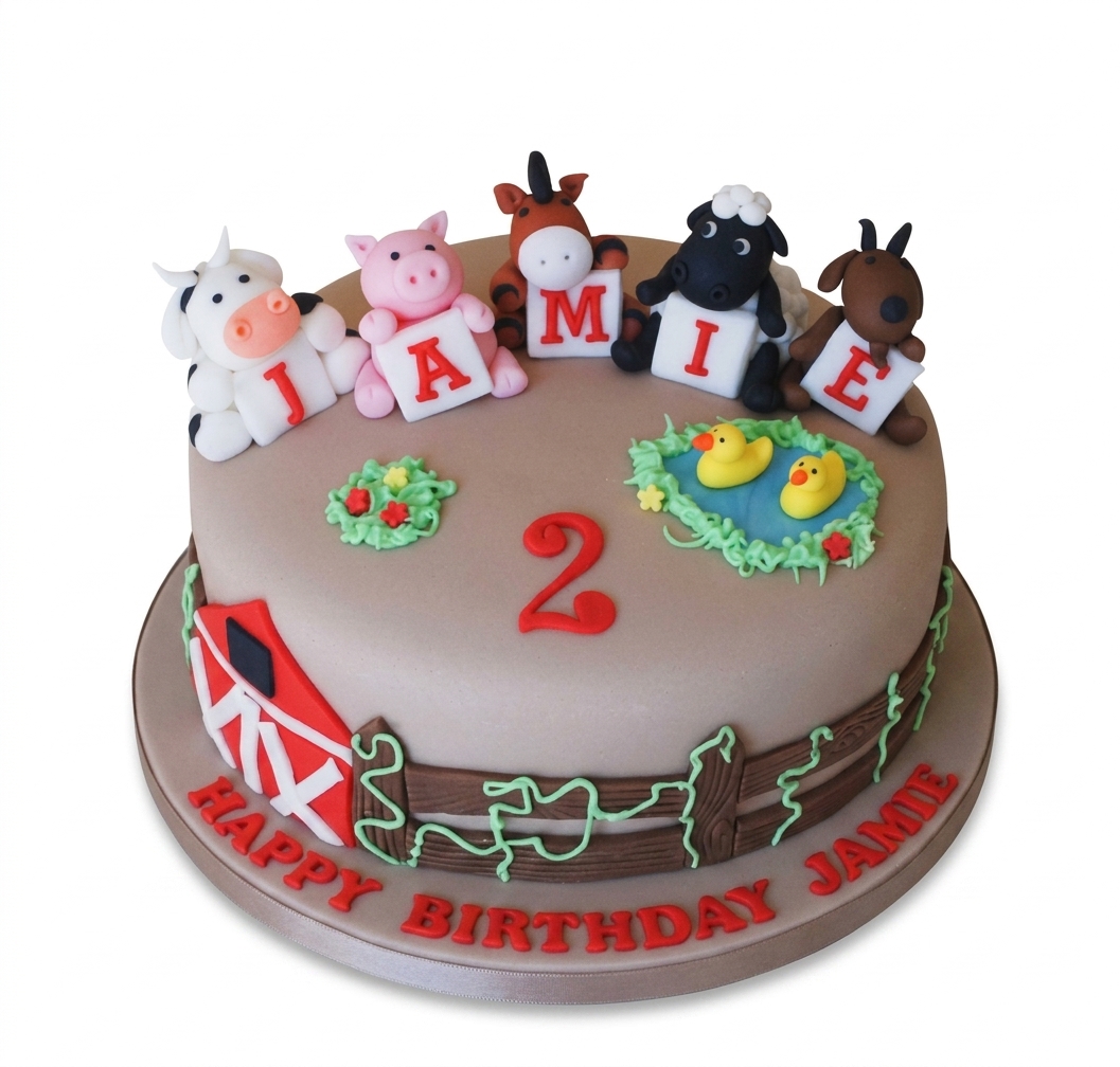 Farm Animal Birthday Cake for Kids