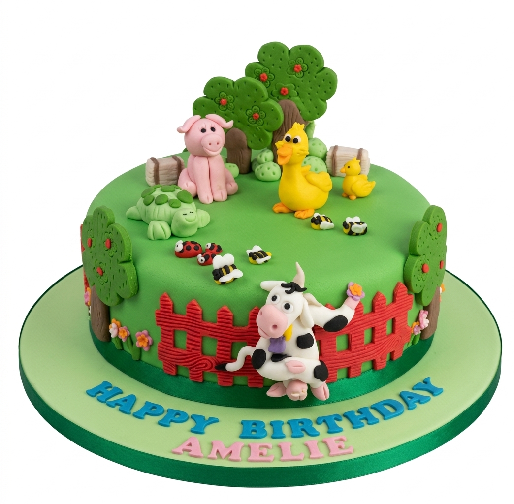 Farm Animal Birthday Cake for Kids