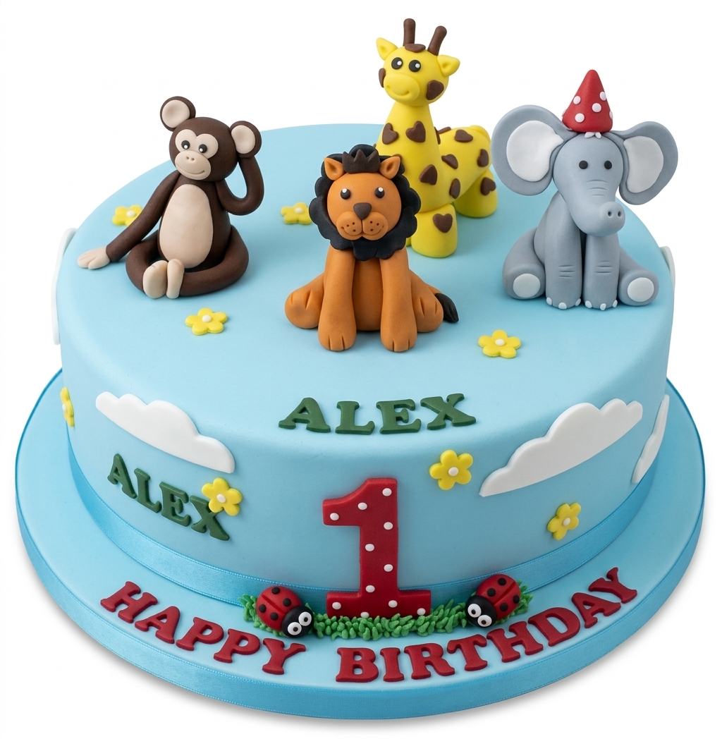 Jungle Theme Birthday Cake for Kids