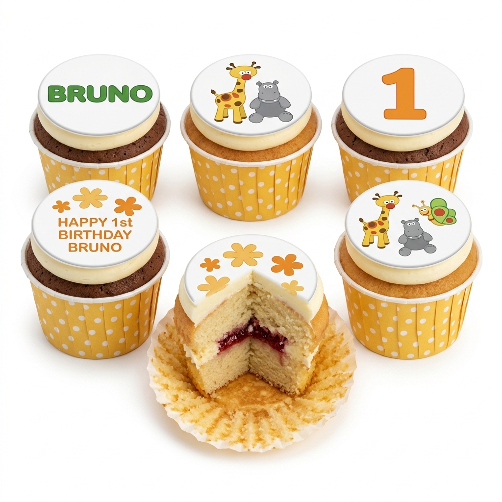 Jungle Animals 1st Birthday Cupcakes