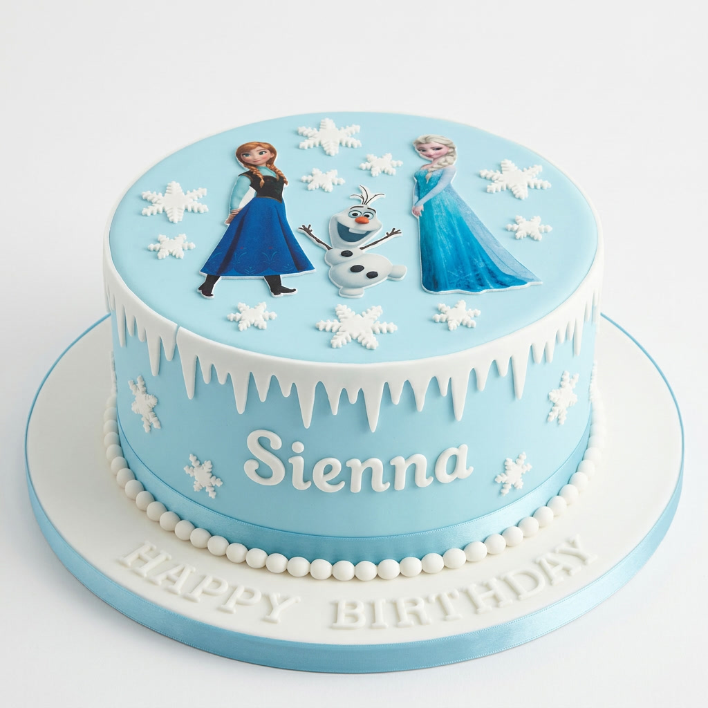 Frozen Birthday Cake with Elsa, Anna & Olaf