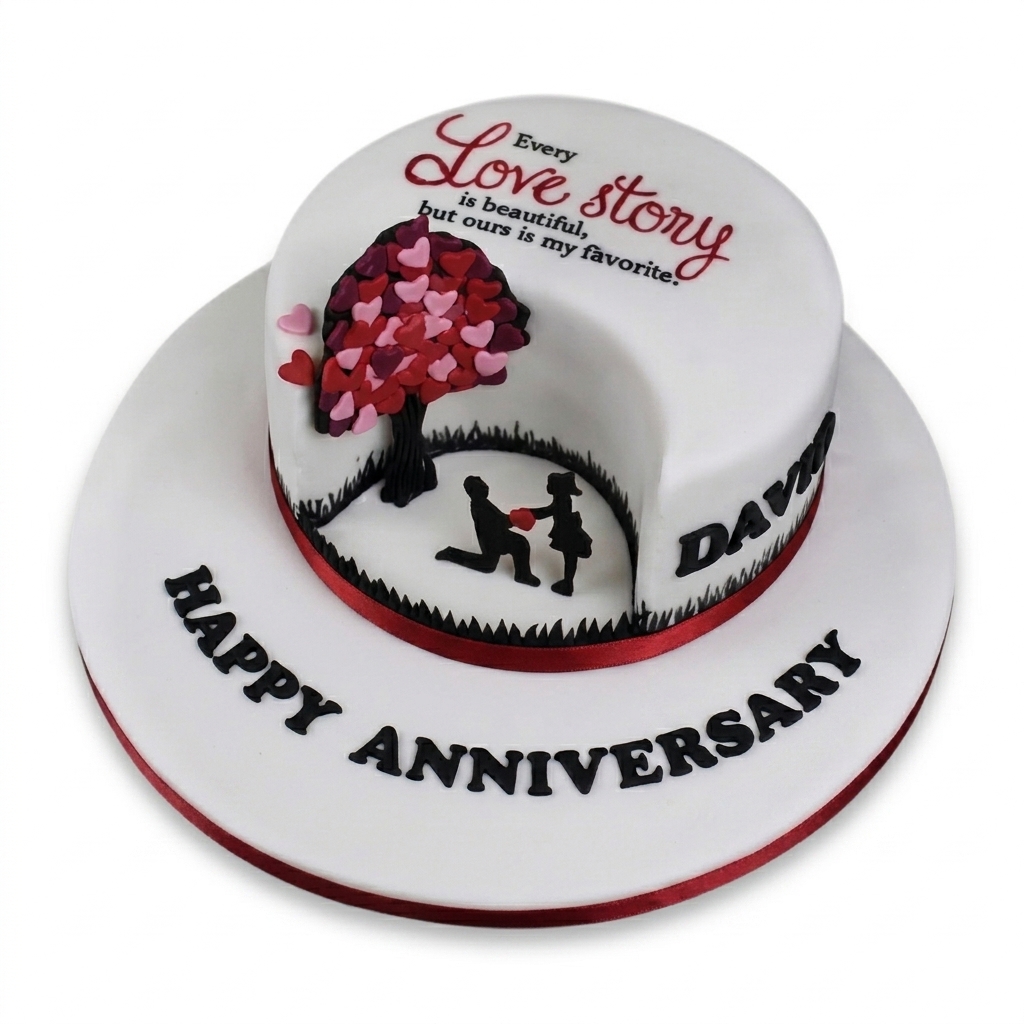 Love Story Anniversary Cake
