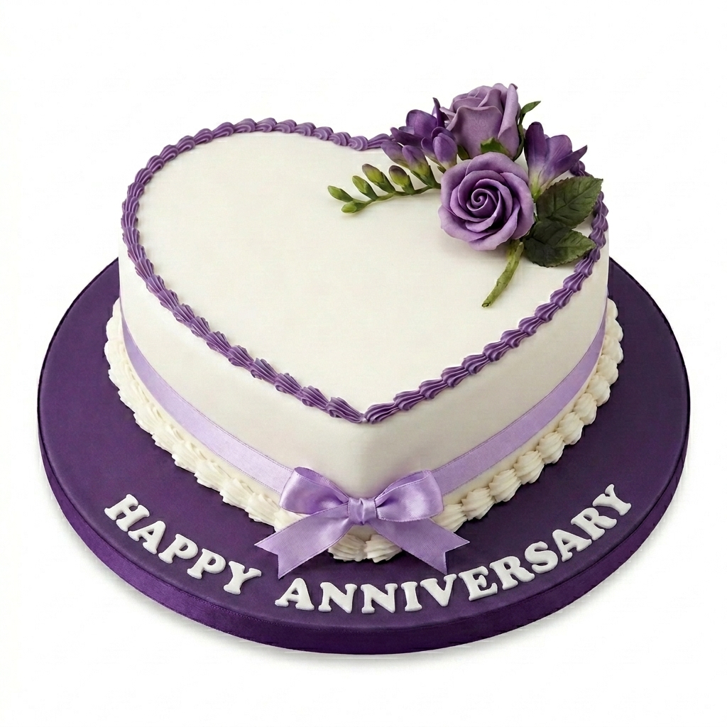 Heart-Shaped Floral Anniversary Cake