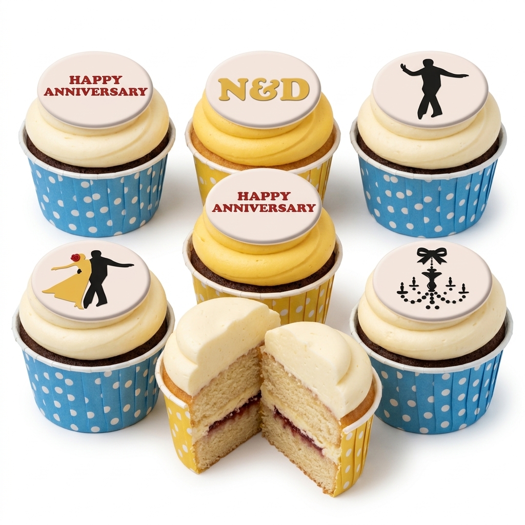 Personalised Anniversary Cupcakes with Dancing Theme