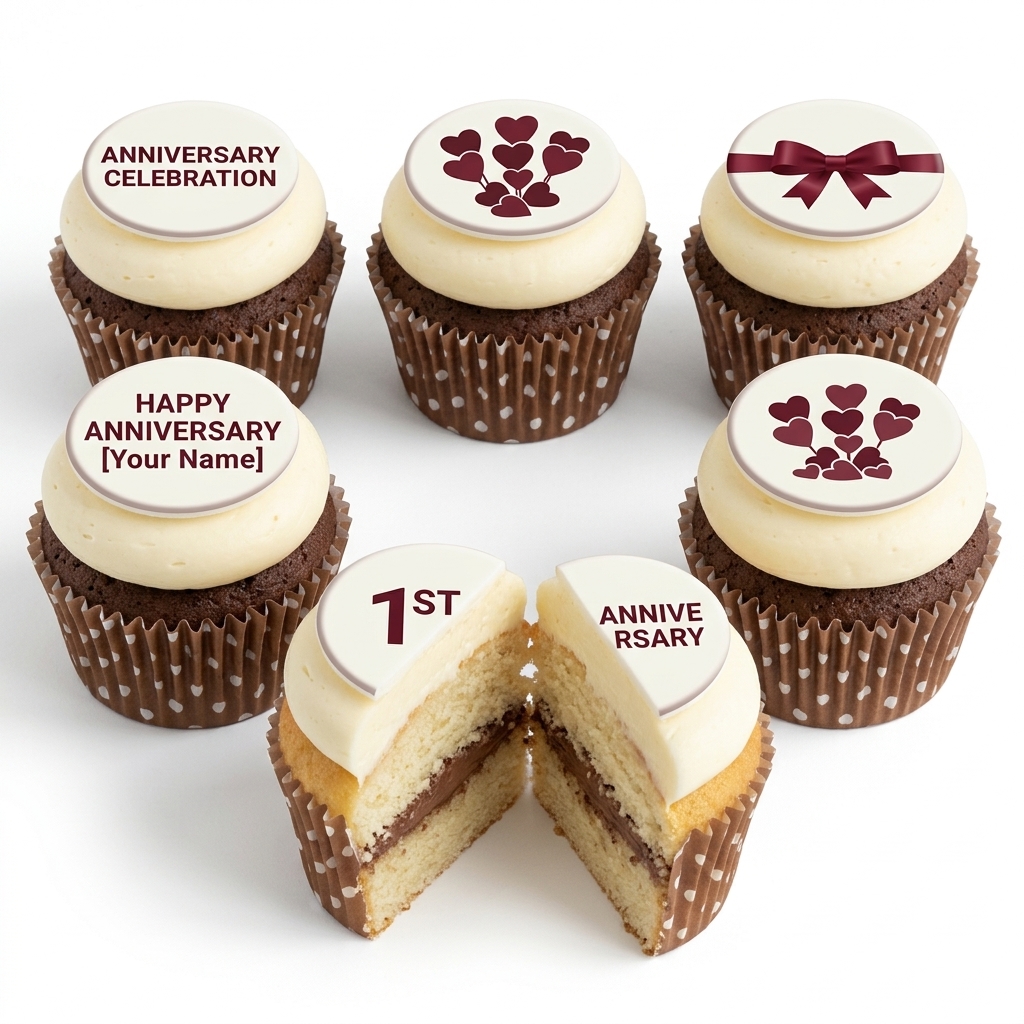 Anniversary Celebration Cupcakes with Custom Toppers