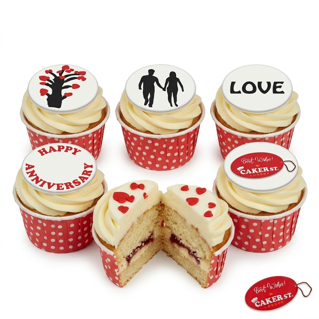 Anniversary Cupcakes with Love & Heart Toppers