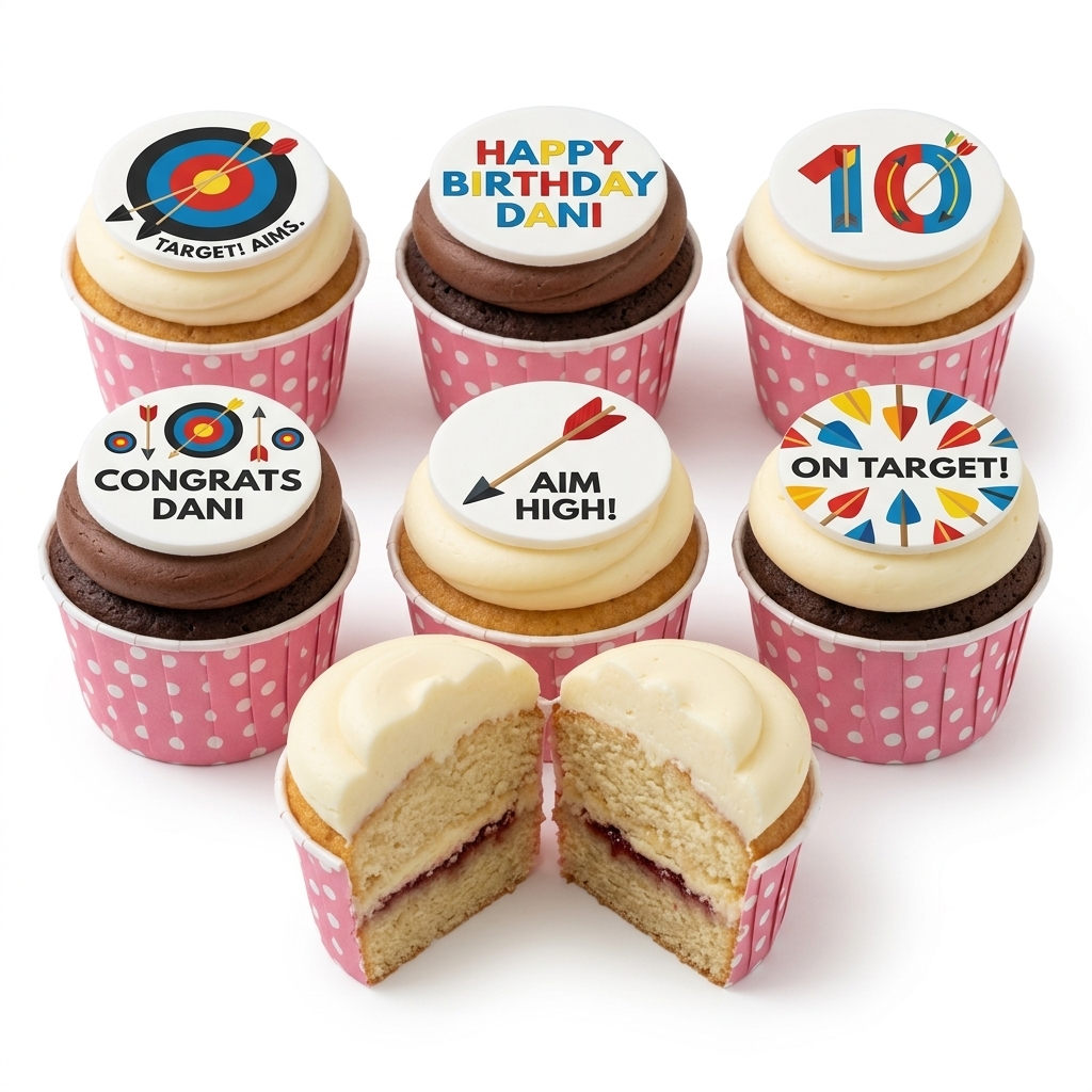 Archery Target Birthday Cupcakes