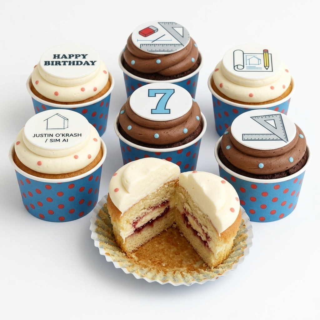 Architect Theme Birthday Cupcakes with Custom Age