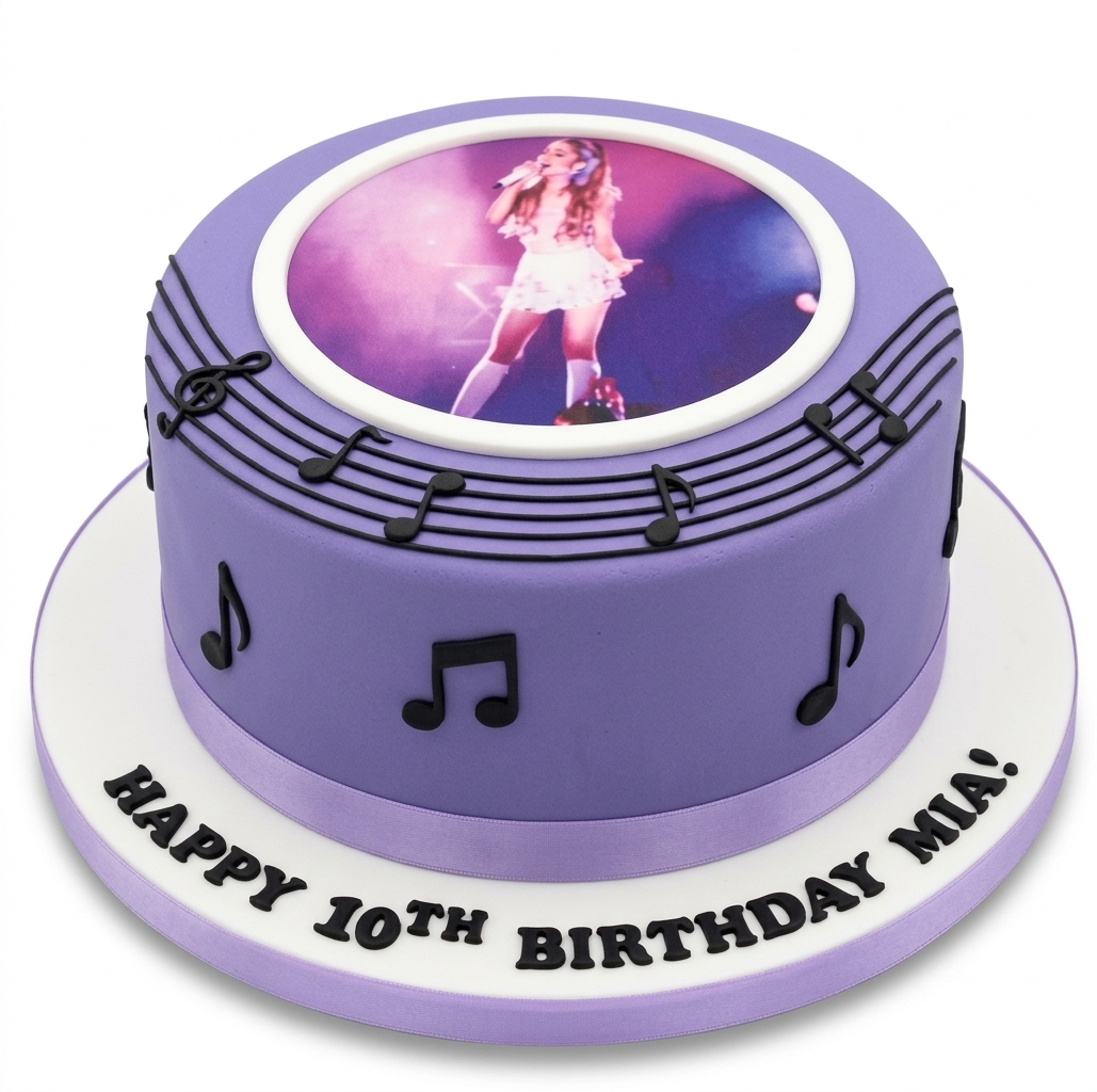 Pop Star Music Theme Birthday Cake with Photo