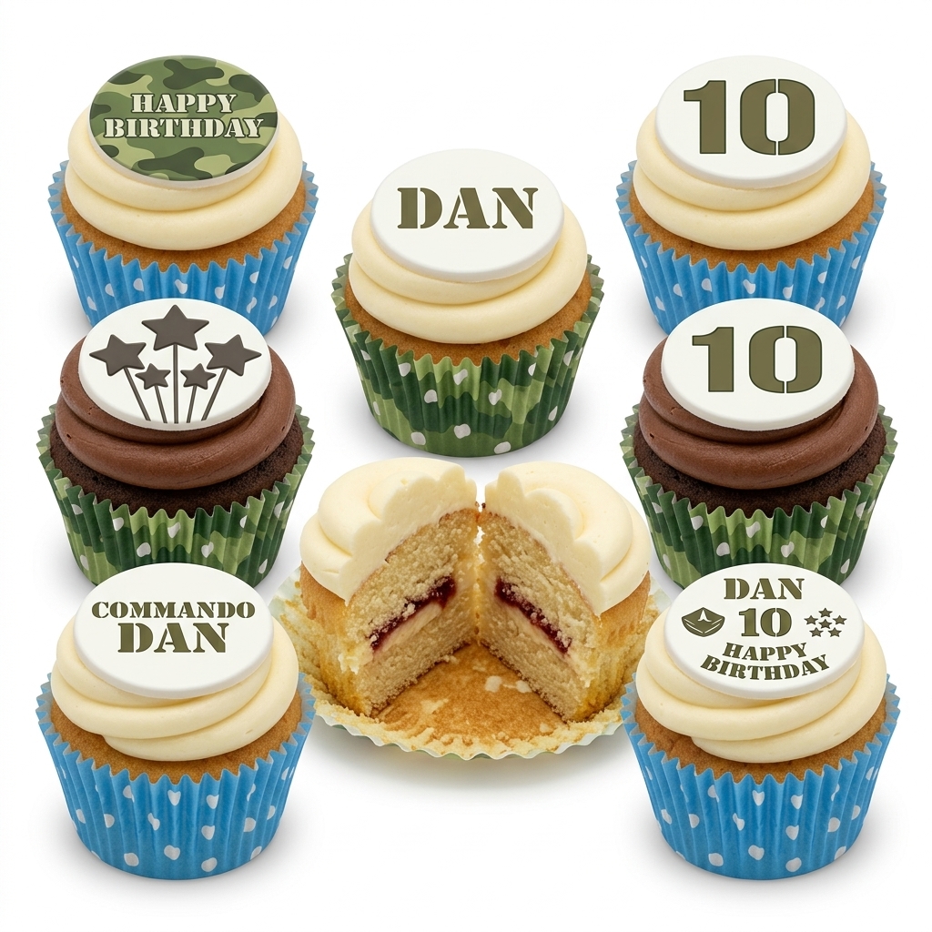 Military Camouflage Birthday Cupcakes