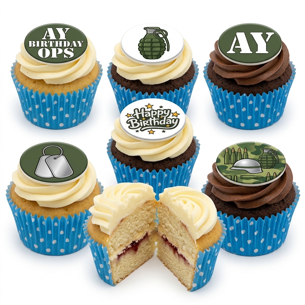 Army Theme Birthday Cupcakes
