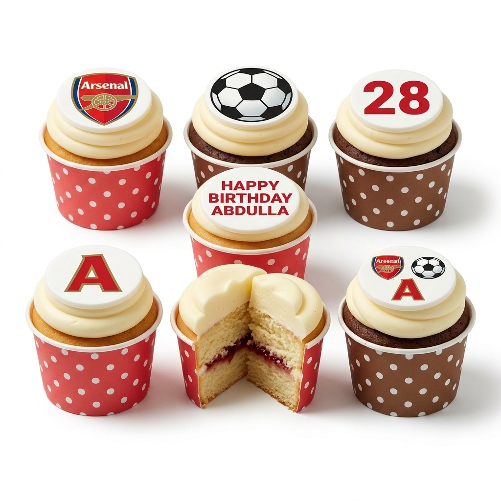 Arsenal Football Birthday Cupcakes with Custom Age