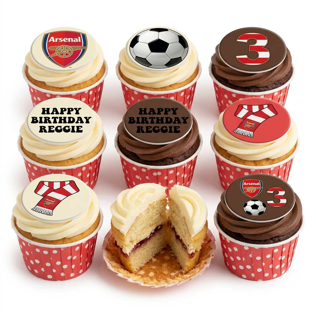 Arsenal Football Birthday Cupcakes