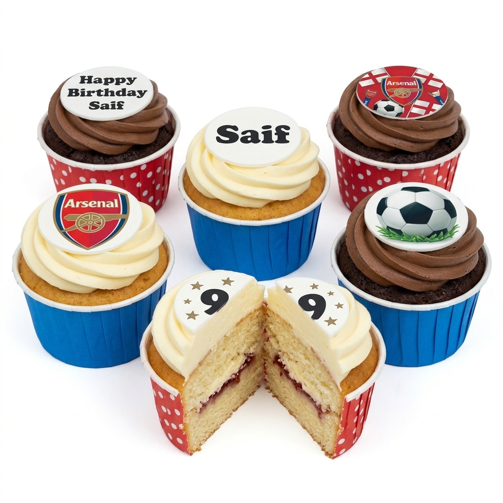 Arsenal Football Birthday Cupcakes with Custom Age