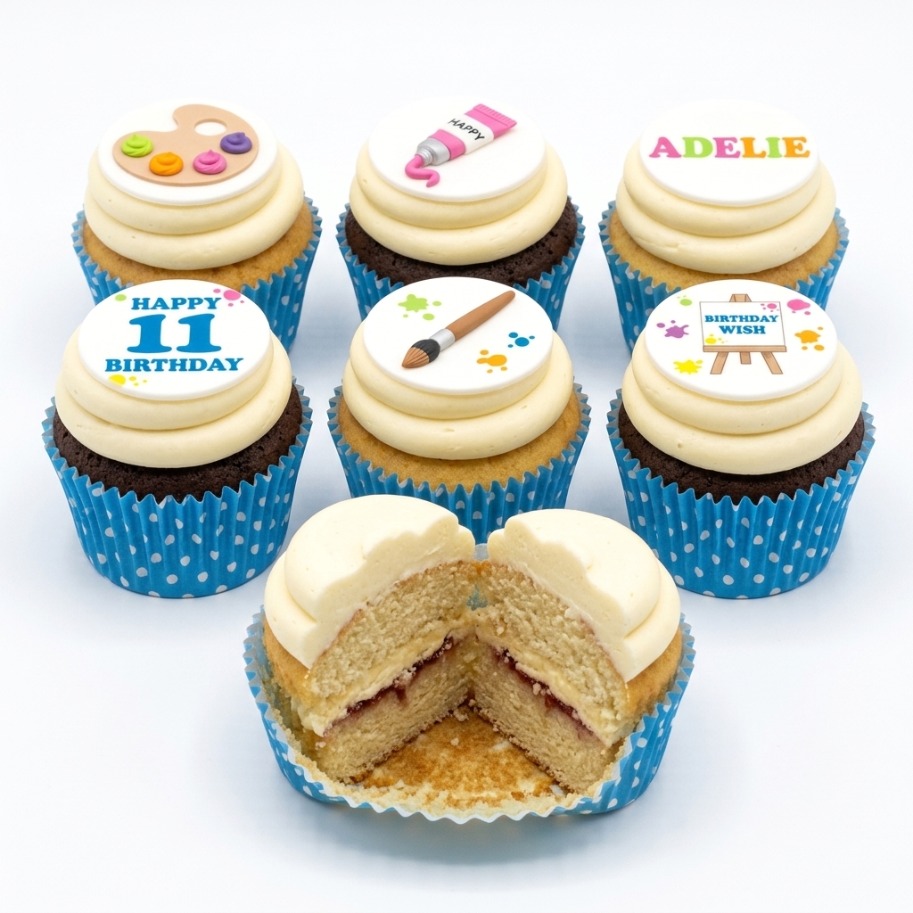 Kids Art Theme Birthday Cupcakes