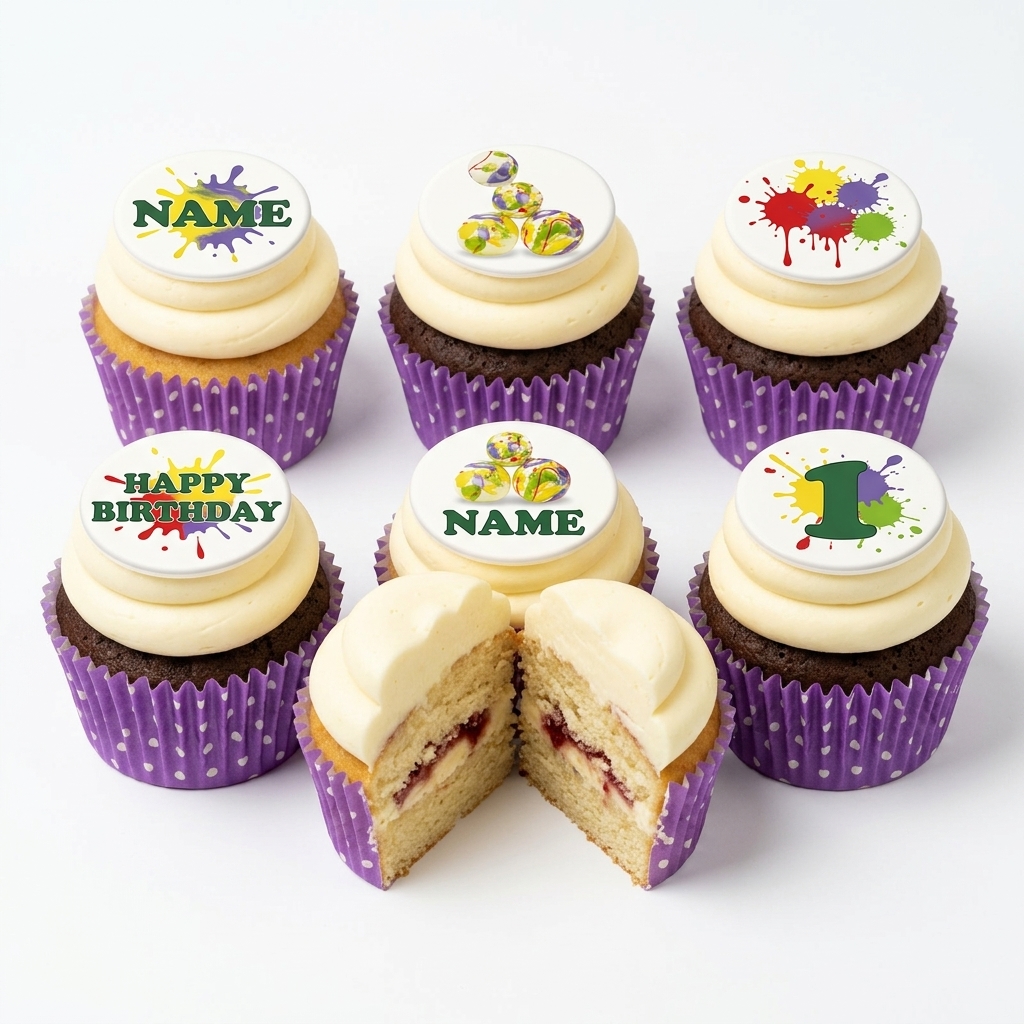 Colourful Paint Splatter Birthday Cupcakes