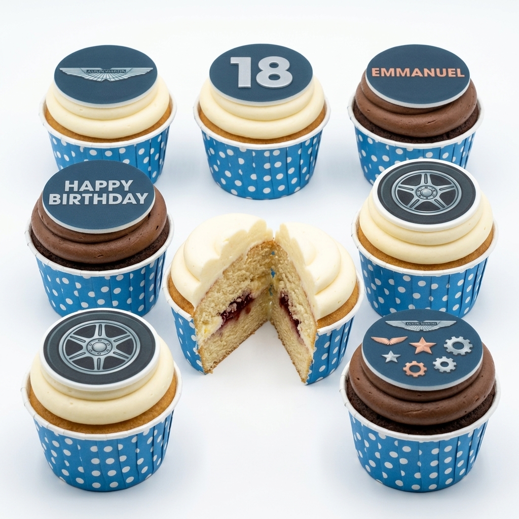 Aston Martin Car Theme Birthday Cupcakes
